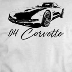 2004 Corvette Three Quarter View With Model Year Light Color T Shirt