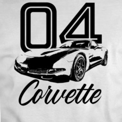 2004 Corvette Three Quarter View With Year And Model Light Color T Shi