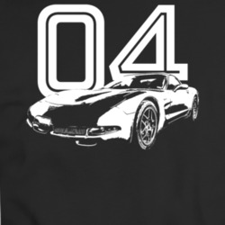 2004 Corvette Three Quarter View With Year Dark Color T Shirt