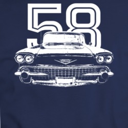 1958 Cadillac Coupe Deville Grill View With Year Dark Color T Shirt