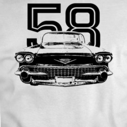 1958 Cadillac Coupe Deville Grill View With Year Light Color T Shirt