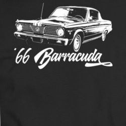 1966 Barracuda Three Quarter View With Model Year Dark Color T Shirt