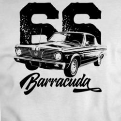 1966 Barracuda Three Quarter View With Year And Model Light Color T Sh