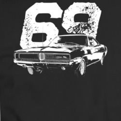 1969 Charger Rt Se Three Quarter View With Year Dark Color T Shirt