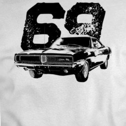 1969 Charger Rt Se Three Quarter View With Year Light Color T Shirt