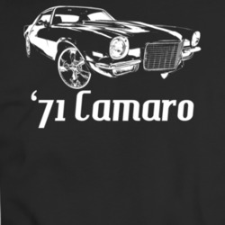 1971 Camaro Three Quarter View With Model Name Dark Color T Shirt