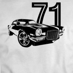 1971 Camaro Three Quarter View With Year Light Color T Shirt
