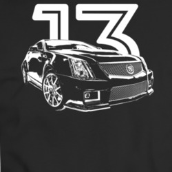 2013 Cadillac Three Quarter View With Year Dark Color T Shirt