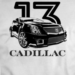2013 Cadillac Three Quarter View With Year And Model Light Color T Shi