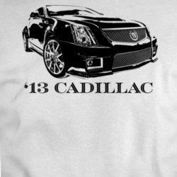 2013 Cadillac Three Quarter View With Model Year Light Color T Shirt