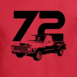 1972 K10 Stepside Three Quarter View Red  With Year T Shirt