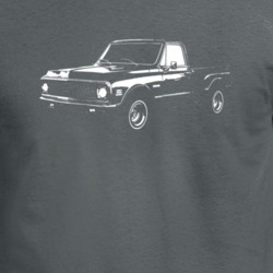 1972 K10 Stepside Three Quarter View Charcoal T Shirt