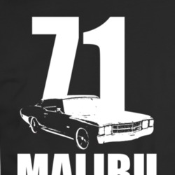1971 Chevy Malibu 3 Point View White With Model And Year T Shirt