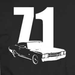 1971 Chevy Malibu 3 Point View White With Year T Shirt