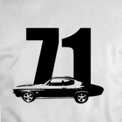1971 Chevy Malibu Side View Black With Year T Shirt