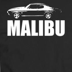 1971 Chevy Malibu Side View White With Model T Shirt