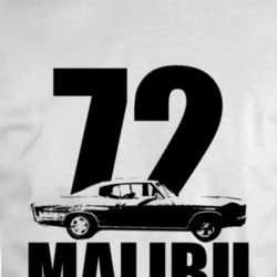 1972 Chevy Malibu Side View Black With Model And Year T Shirt