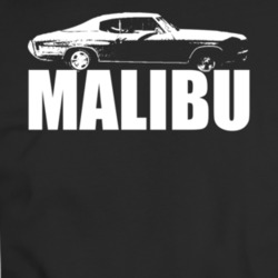1972 Chevy Malibu Side View White With Model T Shirt