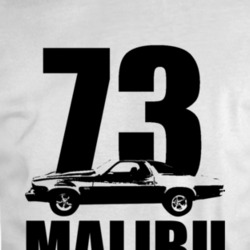 1973 Chevy Malibu Side View Black With Model And Year T Shirt