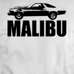 1973 Chevy Malibu Side View Black With Model T Shirt