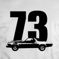 1973 Chevy Malibu Side View Black With Year T Shirt