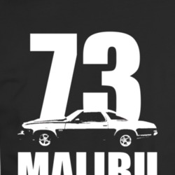 1973 Chevy Malibu Side View White With Moel And Year T Shirt