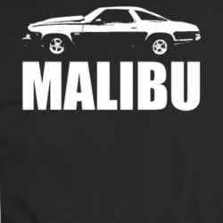 1973 Chevy Malibu Side View White With Model T Shirt