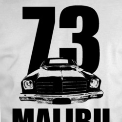 1973 Chevy Malibu Grill View Black With Year And Model T Shirt