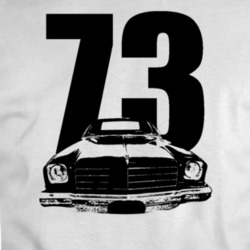 1973 Chevy Malibu Grill View Black With Year T Shirt
