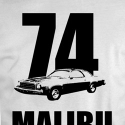 1974 Chevy Malibu 3 Point View Black With Year And Model T Shirt