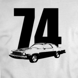 1974 Chevy Malibu 3 Point View Black With Year T Shirt