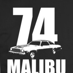 1974 Chevy Malibu 3 Point View White With Year And Model T Shirt