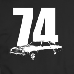 1974 Chevy Malibu 3 Point View White With Year T Shirt