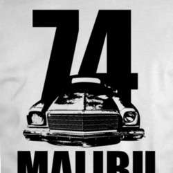 1974 Chevy Malibu Grill View Black With Year And Model T Shirt