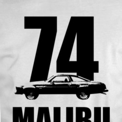 1974 Chevy Malibu Side View Black With Year And Model T Shirt
