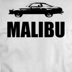 1974 Chevy Malibu Side View Black With Model T Shirt