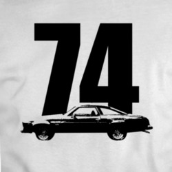 1974 Chevy Malibu Side View Black With Year T Shirt