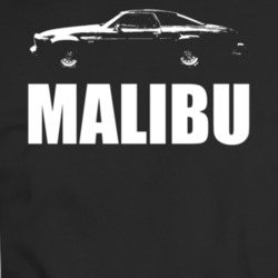 C1974 Chevy Malibu Side View White With Model T Shirt