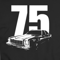 1975 Chevy Malibu 3 Point View White With Year T Shirt