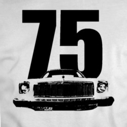 1975 Chevy Malibu Grill View Black With Year T Shirt