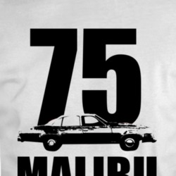 1975 Chevy Malibu Side View Black With Year And Model T Shirt