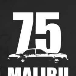 1975 Chevy Malibu Side View White With Year And Model T Shirt
