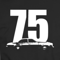 1975 Chevy Malibu Side View White With Year T Shirt
