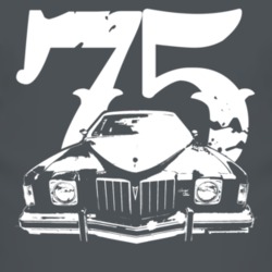1975 Pontiac Grand Prix Grill View With Year Dark T Shirt