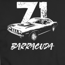 1971 Barracuda Three Quarter View With Year And Model Dark Color T Shi