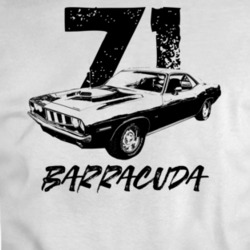 1971 Barracuda Three Quarter View With Year And Model Light Color T Sh