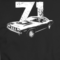 1971 Barracuda Three Quarter View With Year Dark Color T Shirt