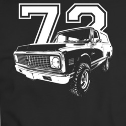1972 K5 Blazer Three Quarter View With Year Dark Color T Shirt