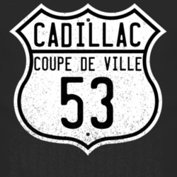 1953 Cadillac Coupe De Ville Highway Route Sign Distressed T Shirt