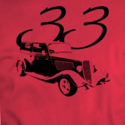 1933 Model Y Three Quarter Angle View With Year Red T Shirt